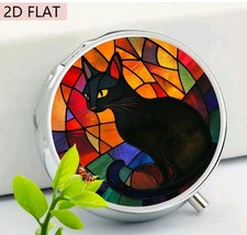 Black Cat pill box medicine Trinket NEW Free Ship 2 Inch Stocking Stuffer