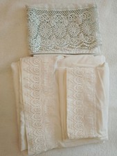 Vintage Cream Queen Flat Sheet with Embroider...