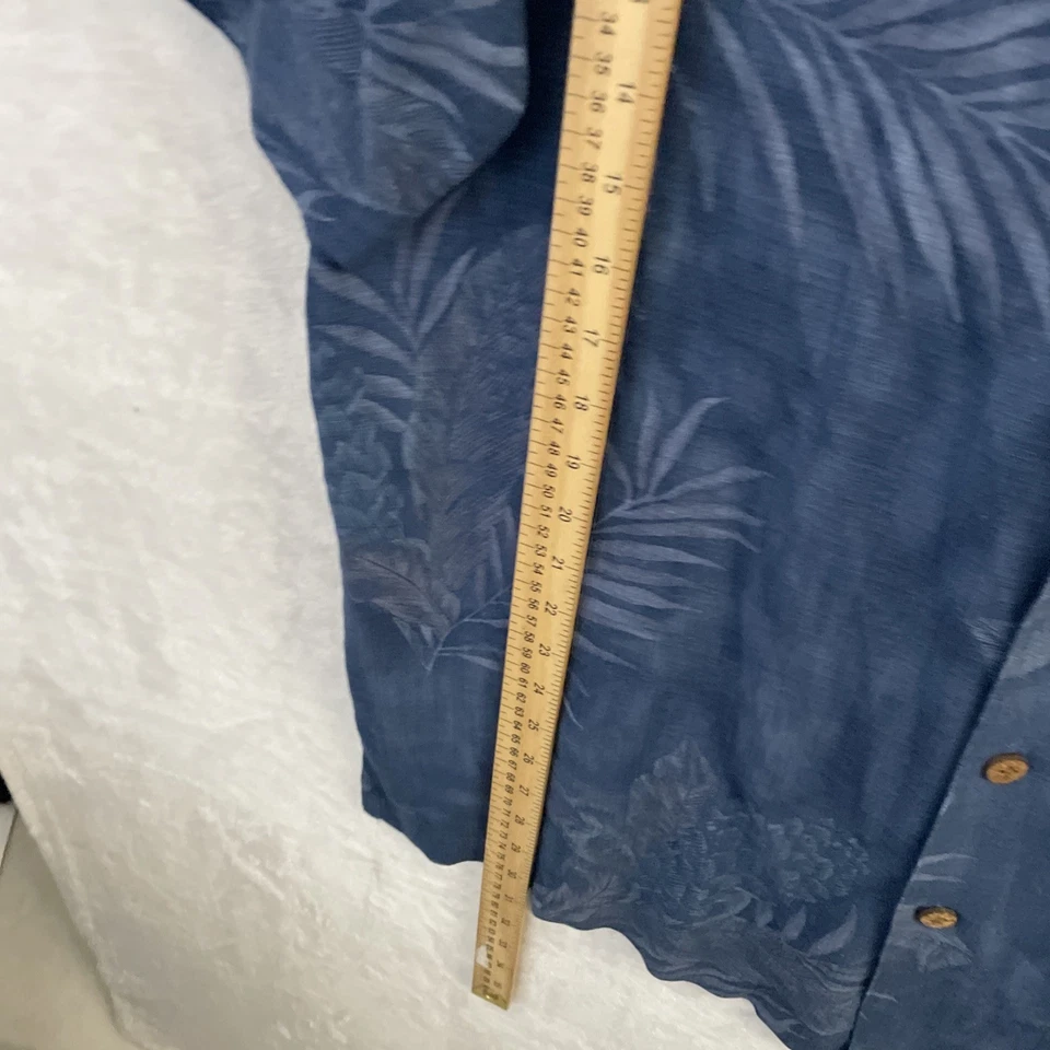 Boca Classics Men Hawaiian Shirt Blue Floral XL Silk Short Sleeve Collar Pocket - Image 4 of 4