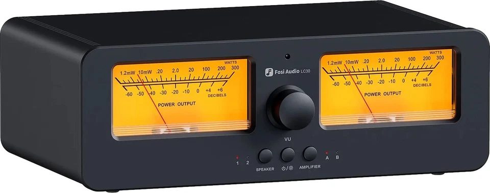 Fosi Audio LC30 VU Verstärker Boxen Umschalter Orange 2 in / 2 Out VU-Meter HiFi - Bild 3 von 4