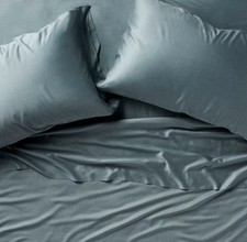 King 400 Thread Count Rayon from Bamboo Sheet Set Light Teal Blue NEW