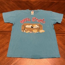 Vintage Artex Snoopy Couch Beagle T-Shirt Blue Peanuts Woodstock Made in USA L
