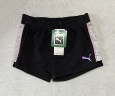 Puma Shorts Girls Kids Size 5 Athletic Activewear Cotton Blend Black NWT