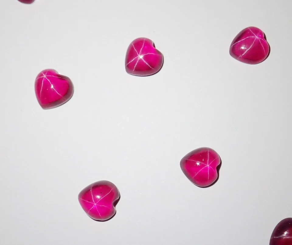 Transparent Star Ruby Heart 8x8 mm Cabochon Created 6 Rayed Stone 1 piece Lot - Image 4 of 4