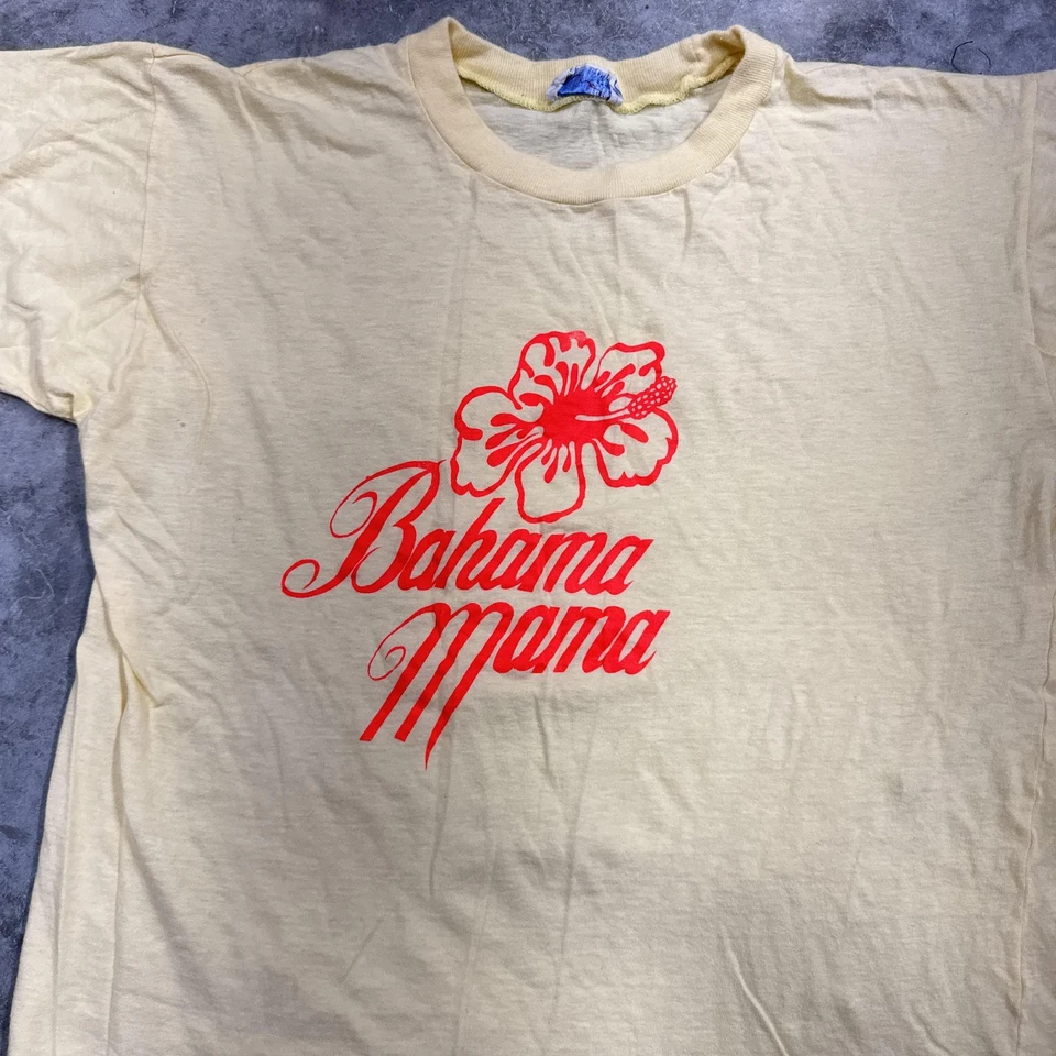 Camisa De Colección Bahama Mamá Para Hombres Mediana Amarilla Roja Hibisco Gráfico Camiseta Rosa Foto 2 de 4