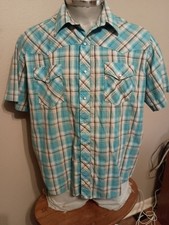 Wrangler Pearl Snap Western Shirt Plaid Short Sleeve Vintage 2XL
