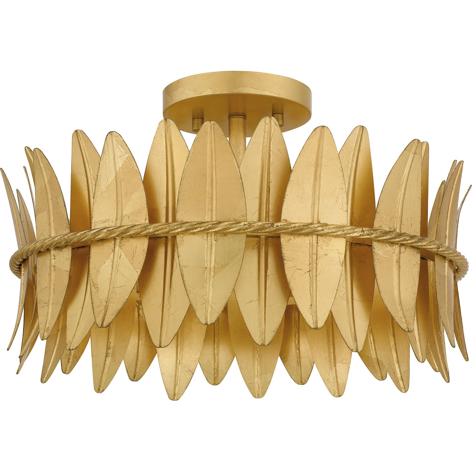 Liza 3-Light Gold Leaf Semi-Flush Mount Ceiling Fixture
