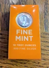 FINE MINT 10 TROY ounces .999 FINE SILVER Bar SKU# 156274