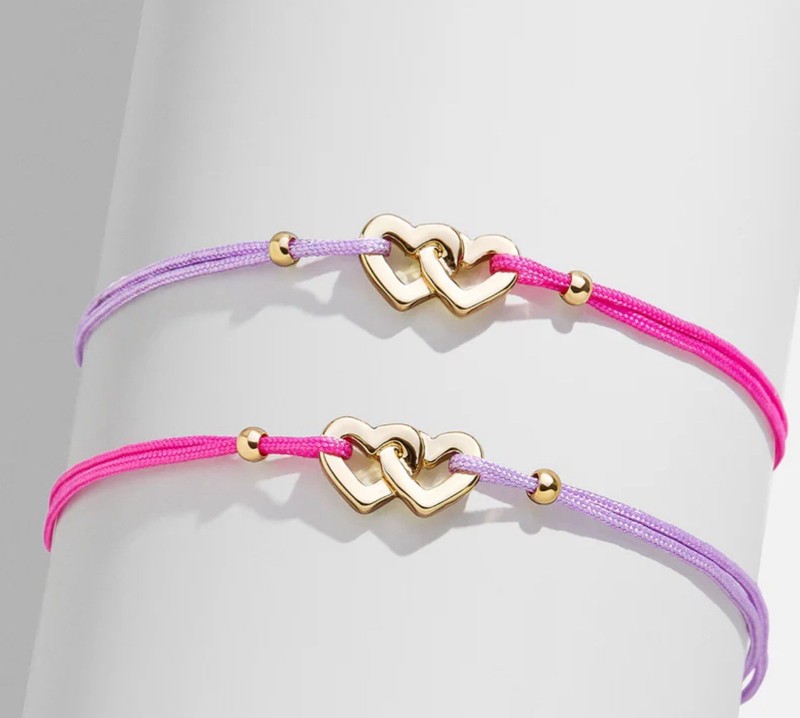 Baublebar Kids Teens Friendship Bracelet Set Of 2 Pink Purple Hearts