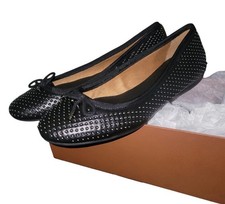 Coach Lara Studded Metallic Black Ballet Flats Shoes Women's Size 5.5B NEW