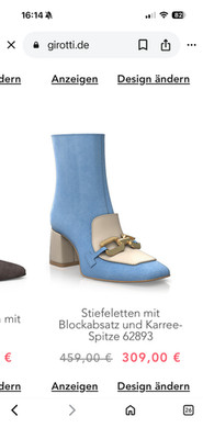 Damenstiefelette girotti mit Blockabsatz und Karree-Spitze Gr. 38