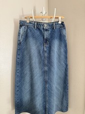 Vintage Polo Jeans Co. Ralph Lauren Blue Denim Midi Pencil Skirt Size 10 Button