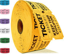 2000 Pcs 1000 Pairs Raffle Tickets Double Roll, 50/50 Yellow Raffle Tickets fo