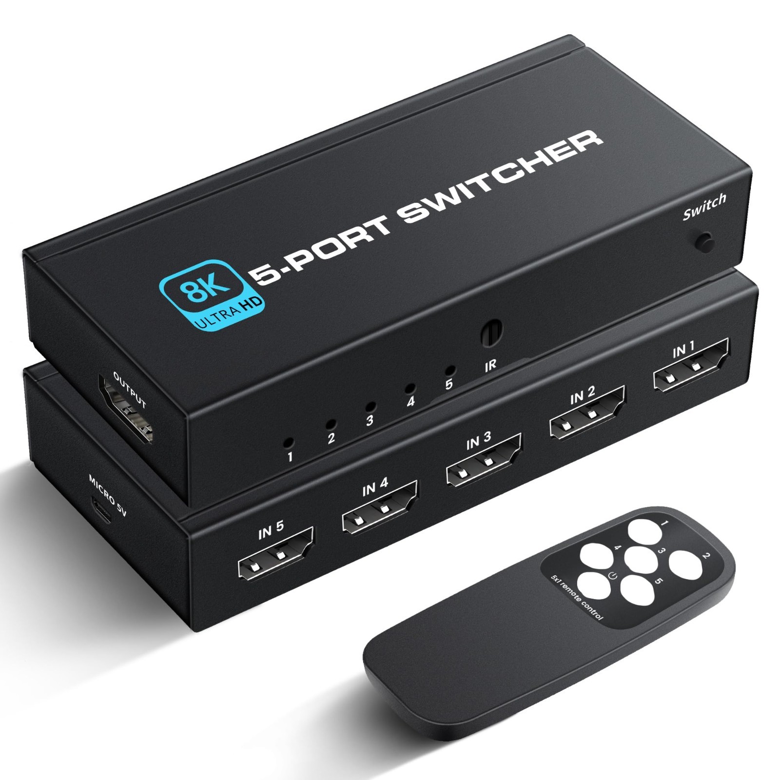 HDMI2.1Switch5x18K@60Hz4K@120HzHDRDolbyVisionFernbedienung5Eingänge