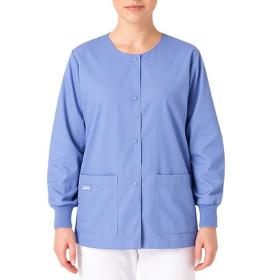 #ad NEW Landau X Large Blue Cotton Medical Scrub Jacket Snap Front Rib Cuffs Pockets $9.00