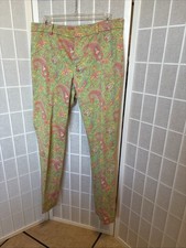 VTG 90sLauren Ralph Lauren Women Pink Green Paisley Cotton Preppy Pants Sz 10