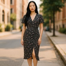 Pretty Little Thing V Neck Split Midi Dress Size 4