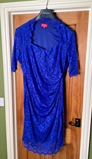 Royal blue lace bodycon dress square neckline Gemma Collins size 24 VGC