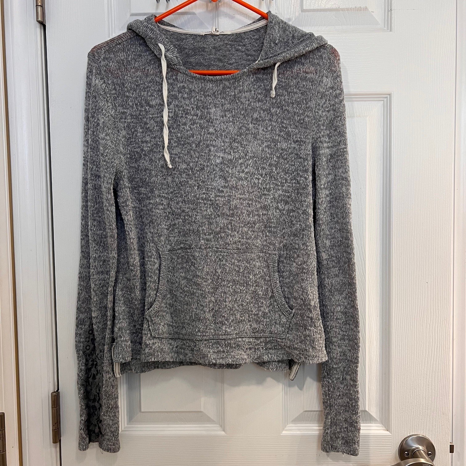 Aeropostale Gray Heathered Knit Hooded Sweatshirt