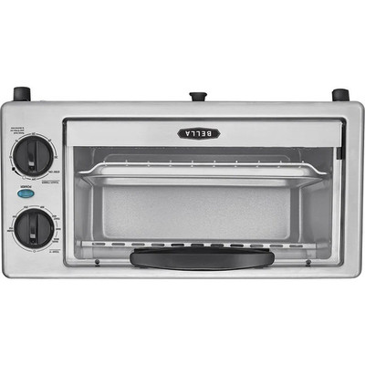 BELLA 4-Slice Toaster Oven Silver, Toast Bake Broil, 1150W, 30-Min Timer