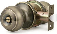 Probrico Privacy Door Knobs Lock Interior Bedroom 1 Pack, Antique Brass 