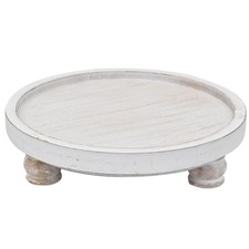 Modern Farmhouse Wood Riser for Display Waterproof White Round Pedestal Stand...