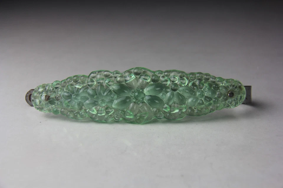 Raro soporte para cortina verde vaselina uranio depresión vidrio art deco Foto 3 de 4