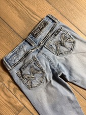 Miss Me Ultra Low-rise bootcut jeans embroidered pocket detailing Size 24