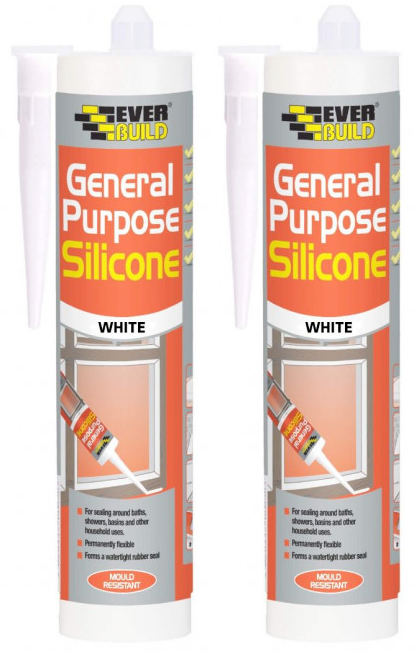 2x Everbuild General Purpose Silicone Sealant Waterproof Mould Bath Sink - White - Image 9