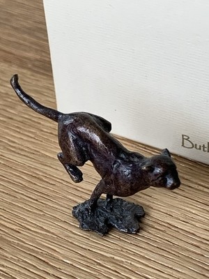 VINTAGE BOXED BUTLER & PEACH BRONZE RUNNING CHEETAH/LEOPARD/JAGUAR FIGUR-Katze