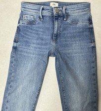 Ladies River Island MOLLY SKINNY Mid Rise Blue Faded Jeans Size 8 S (435F)