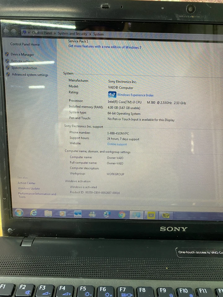 Sony VAIO PCG-71318L Retro Gaming Laptop i3-M380 2.53GHz 4GB RAM (Windows 7) - Image 3 of 4