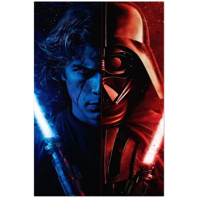 Anakin Skywalker vs Darth Vader Star Wars Dark Side Art Poster