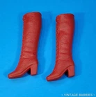 Vintage Barbie Doll Red Rubber Lace Up Boots MINTY ~ 1960's - 1970's