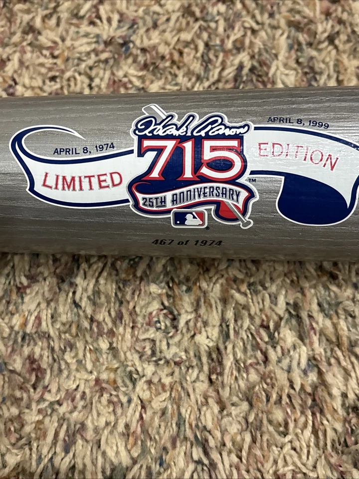 Hank Aaron Bat Edición Limitada 715 25 Aniversario 467 de 1974 Rawlings Estadísticas Foto 4 de 4