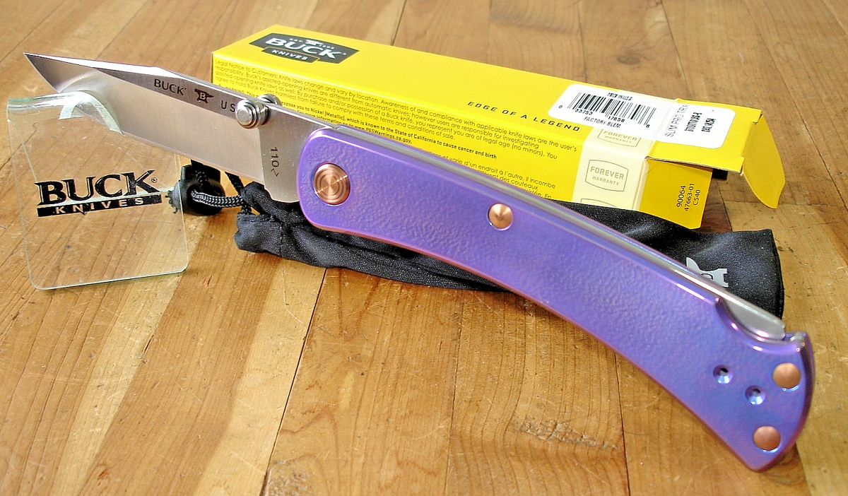 NIB FB 2026 BUCK KNIFE 110 TTS1AS SLIM PRO TRX Anodized Titanium