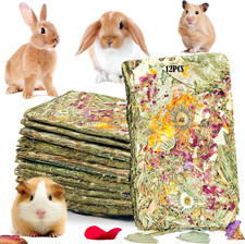 12 PCS Rabbit Toys Bunny Guinea Pig Timothy Hay Chew Toys Herbal Flowers Hamster