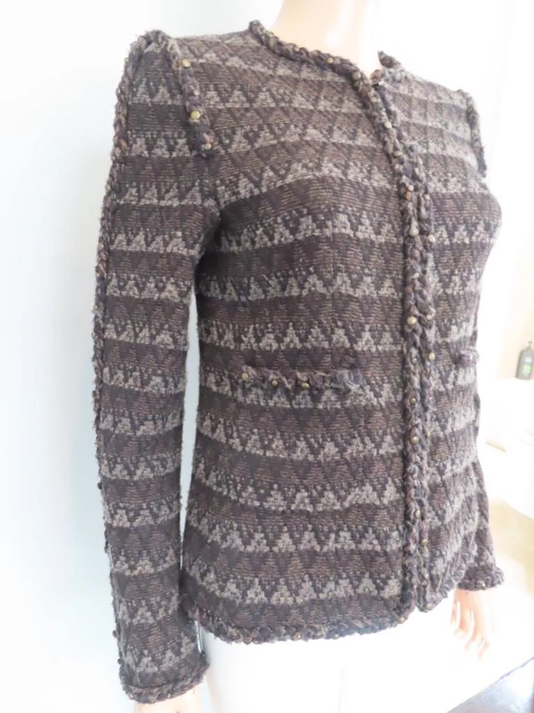 Blazer CHANEL in maglia Argyle marrone grigio nero F 36 US 4