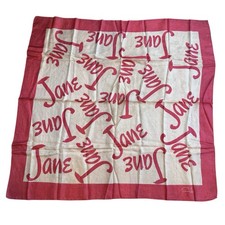 Vintage Susan Lee Red and White  Jane  Name Silk Scarf