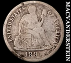 1891 Seated Liberty Dime- Silver- Scarce Better Date No Reserve #J6263