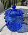 Vintage Anchor Hocking Mayfair Cobalt Blue Biscuit Cracker Cookie Jar