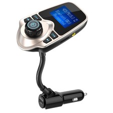 Car Bluetooth FM Transmitter 1.44in Display Gooseneck USB Charger Stereo Audio