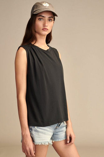 LUCKY BRAND Women's Muscle Tank Pleated Shoulder 100% Cotton Tee Black Size XXL - 第 4/13 張圖片