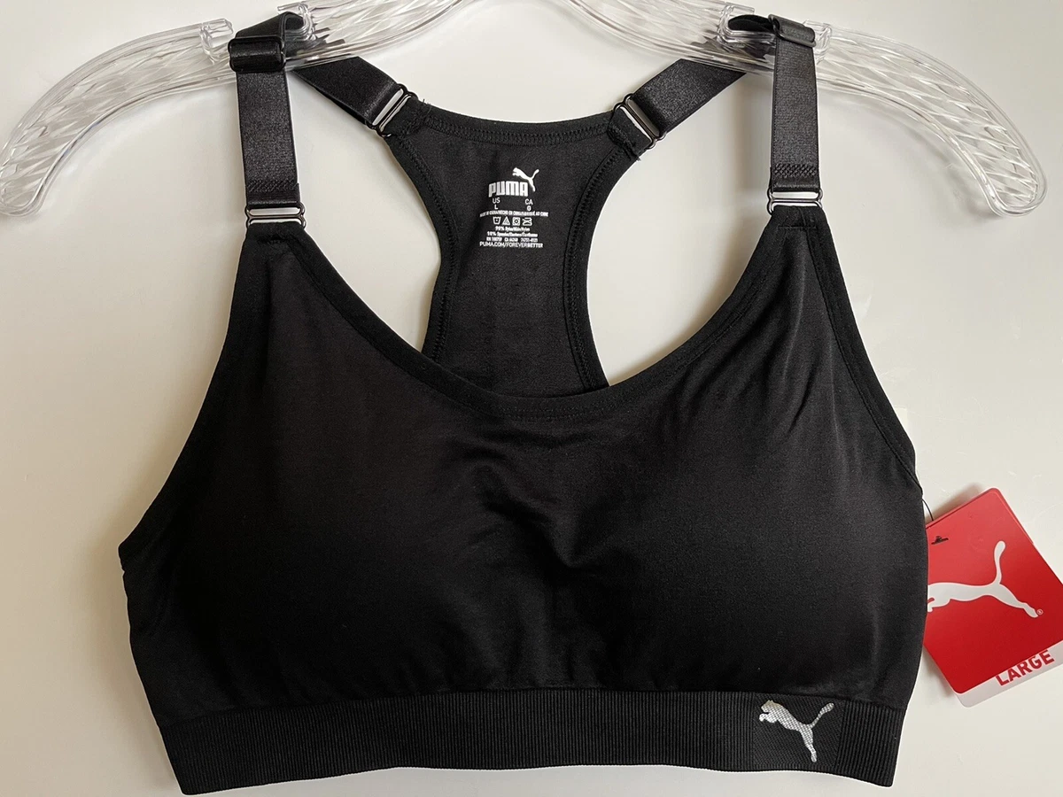 Puma Black Padded Low Support Sports Bra Size Large