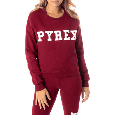 FELPA DONNA PYREX 34224 SPORT COTONE FELPATO GIROCOLLO FASHION MODA BORDEAU  | eBay