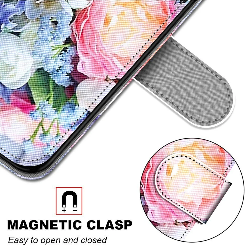For iPhone 13 14 15 Pro Max 12 11 7 8 SE Magnetic Leather Pattern Wallet Case - Image 2 of 4