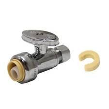 EFIELD 1/2" PUSH FIT X 3/8" OD COMP.  1/4TURN STRAIGHT  STOP VALVE WITH KEY