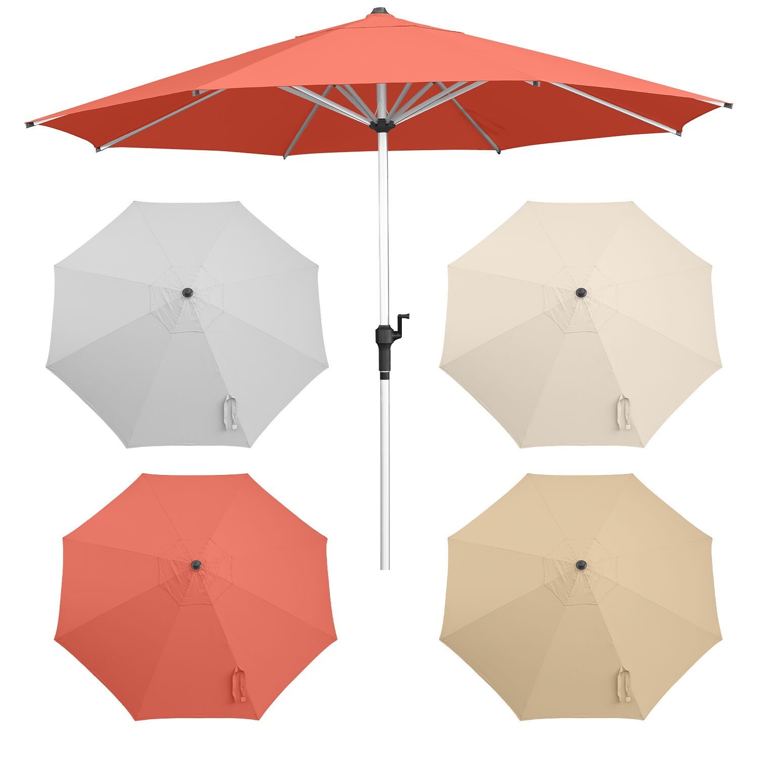 anndora® Sonnenschirm 3,5 m rund Aluminium mit Kurbel Gastro Garten Marktschirm