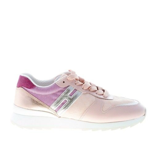 HOGAN scarpe donna Sneaker R261 in camoscio e pelle rosa cipria e tessuto  lilla | eBay