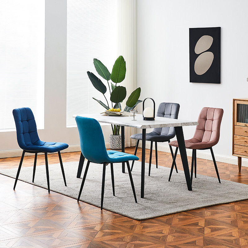 MOF SET OF Velvet Dining Chairs Sturdy Metal Legs UK